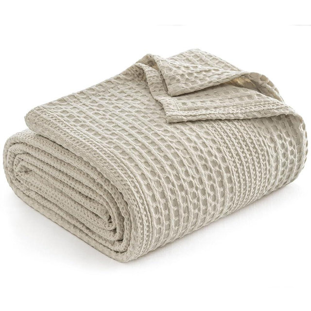 PHF Lightweight Waffle Weave Blanket King Size, Breathable & Ultra Soft, 104"x 90" Soft & Cozy Thin Blanket for All Season & Hot Sleepers, Bed, Home Decor - Light Taupe