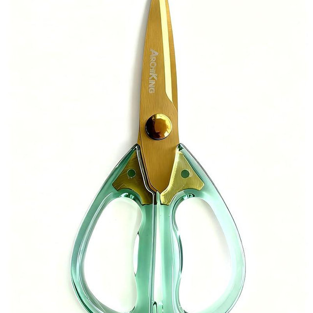 8.0inch Kitchen Shears, Sharp Stainless Steel Meat & Poultry Scissors, Transparent Blue Acrylic Handle, All Purpose Utility Cooking Scissors for Kitchen/BBQ/Home/Office