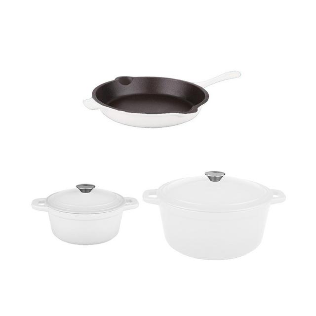 BergHOFF Neo 5pc Cast Iron Dutch Oven Set with 10" Fry Pan, 3qt. & 5qt.