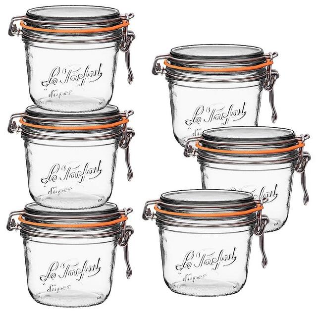 Le Parfait Super Terrine Jar | 16oz/Pint (Pack of 6) 500ml French Glass Jar, Airtight Rubber Seal & Glass Lid | Glass Jars for Kitchen Organization and Storage Containers for Essentials