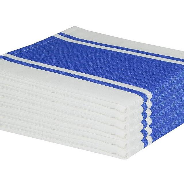 Tiny Break Kitchen Towels, 20×28 Inch, Highly Absorbent 100% Cotton Kitchen Dish Towels Premium Quality Vintage Striped Quick Drying Hand Towels Ultra Soft Bar & Tea Towels (6 Pack, Blue)