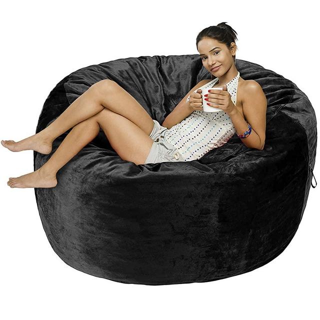 Amazon Basics Memory Foam Filled Bean Bag Chair with Microfiber Cover - 5', Black