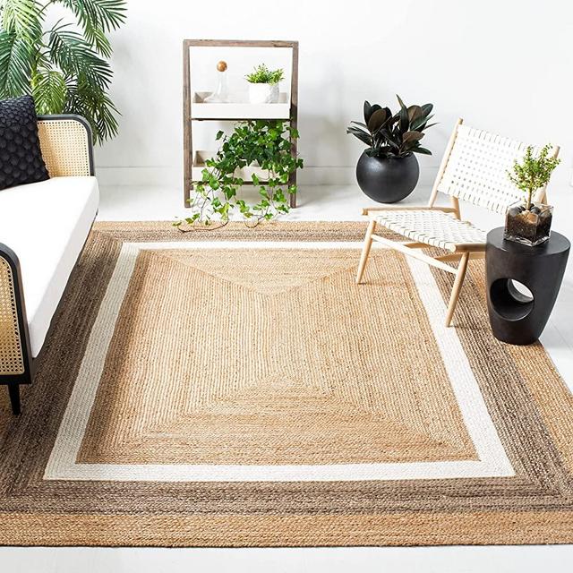 SAFAVIEH Natural Fiber Collection 8' x 10' Grey/Ivory NF883B Handmade Border Jute Area Rug