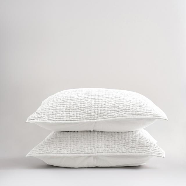 European Linen Cotton Stitch King Sham Set- Olive Green
