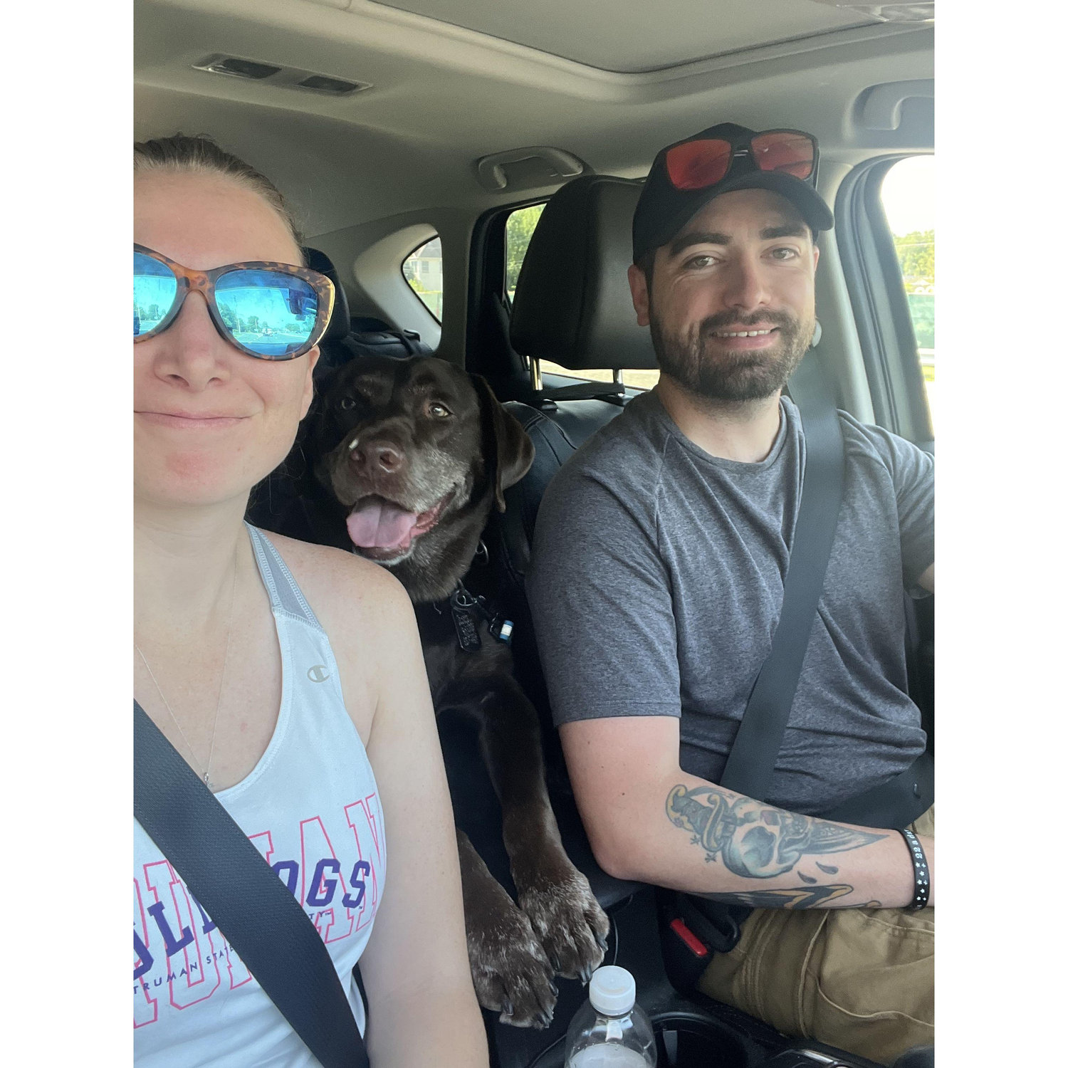Taking Hershey to his first beach