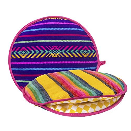Authentic Mexican Cloth Tortilla Holder Warmer Pouch. Insulated Tortillera Mexicana Microwave Oven Safe for Corn, Flour Taco, Burrito, Quesadilla,Bread, Roti. Tortillero Termico de Tela Stripes