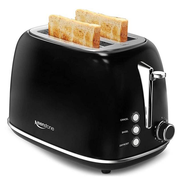 2-Slice Toasters Stainless Steel Bagel Toaster with Extra Wide Slots (Sleek Black)