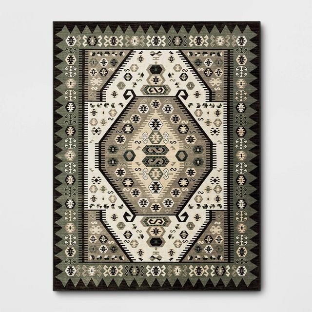 10'x13' Buttercup Diamond Vintage Persian Woven Rug Black/White - Opalhouse™