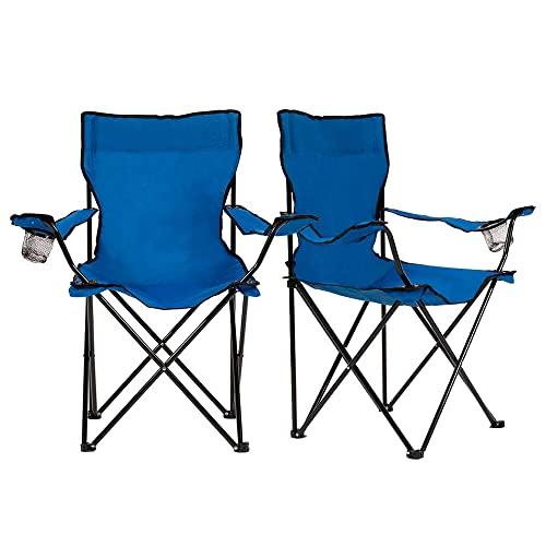 Homewell Portable Folding Chair for Outdoor, Beach and Camping (Blue, 2 Pack)