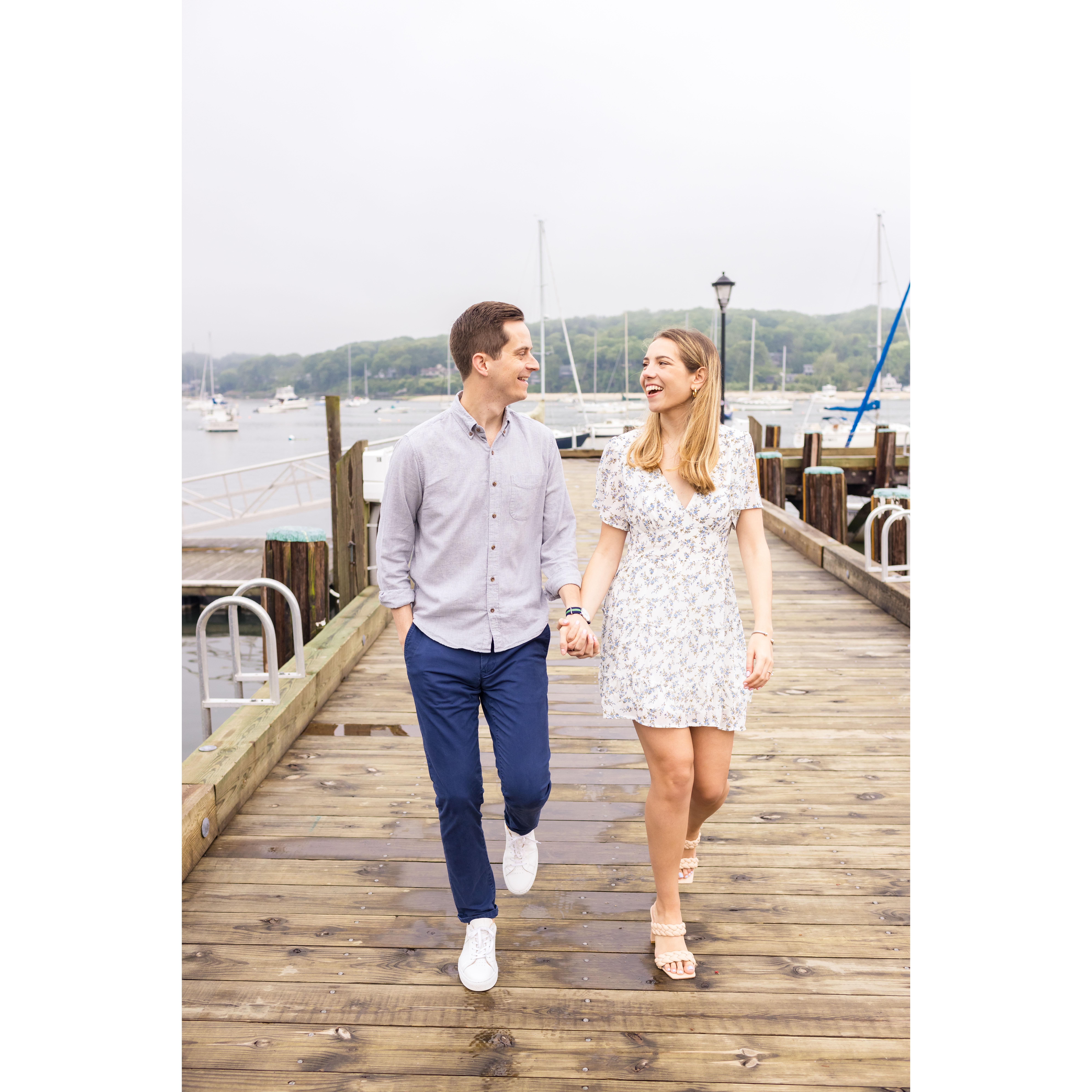 May 2022 - Engagement photos in Northport, NY - 5 minutes from our venue and 10 minutes from Huntington Village. A beautiful harbor town we recommend for its wine bar, breweries, and waterfront walks!