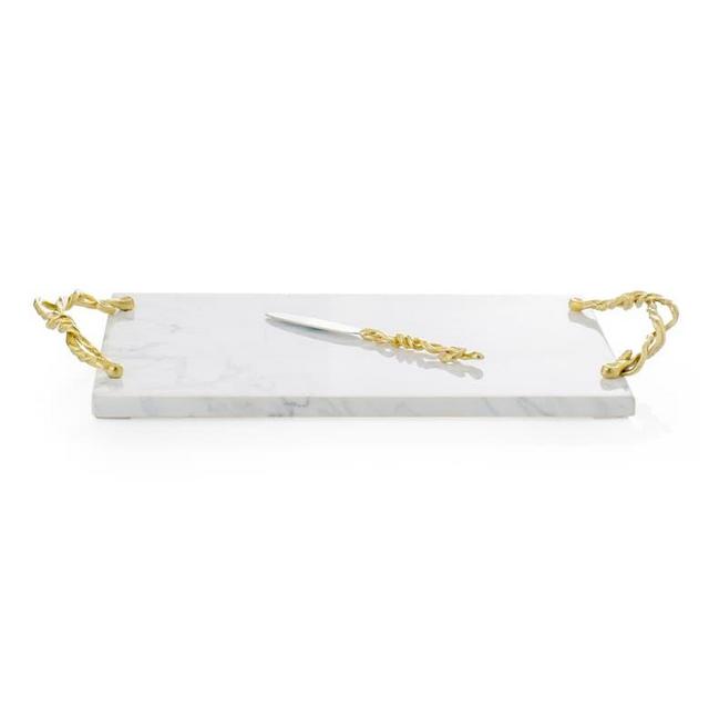 Wisteria Gold Marble Cheese Board & Knife