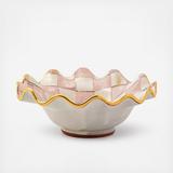 Rosy Check Ceramic Fluted Breakfast Bowl