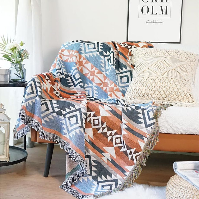 Lqprom Boho Southwest Throw Blankets Aztec Southwest Throws Cover Outdoor Camping Picnic Tent Beach Travel 51"x63"