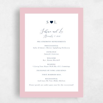 Pink Simple Wedding Program - Hartwell