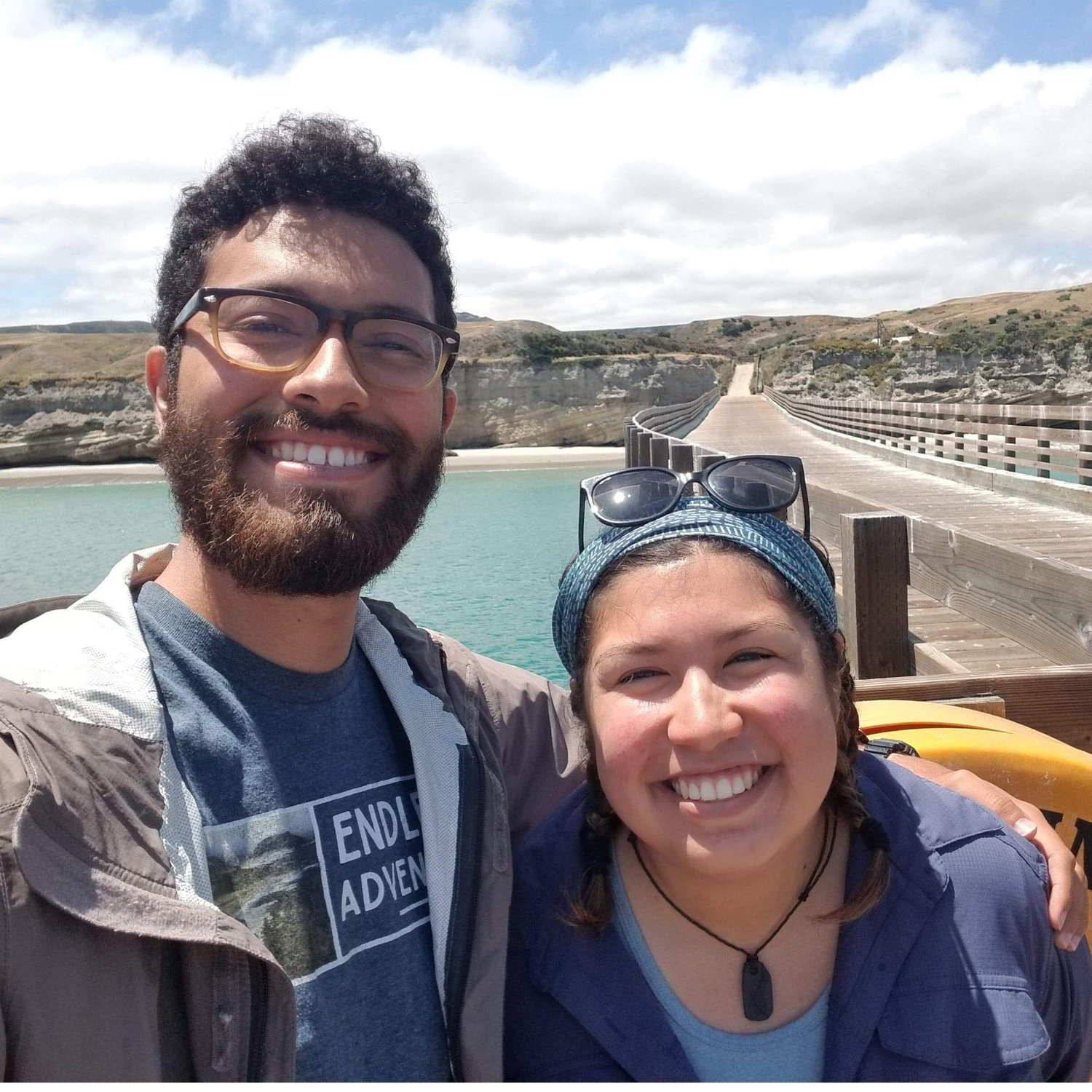 April 2019: Meeting up on Santa Rosa Island during our first field jobs! Christian was a Raptor biologist and Maddie was a Song Sparrow field technician.