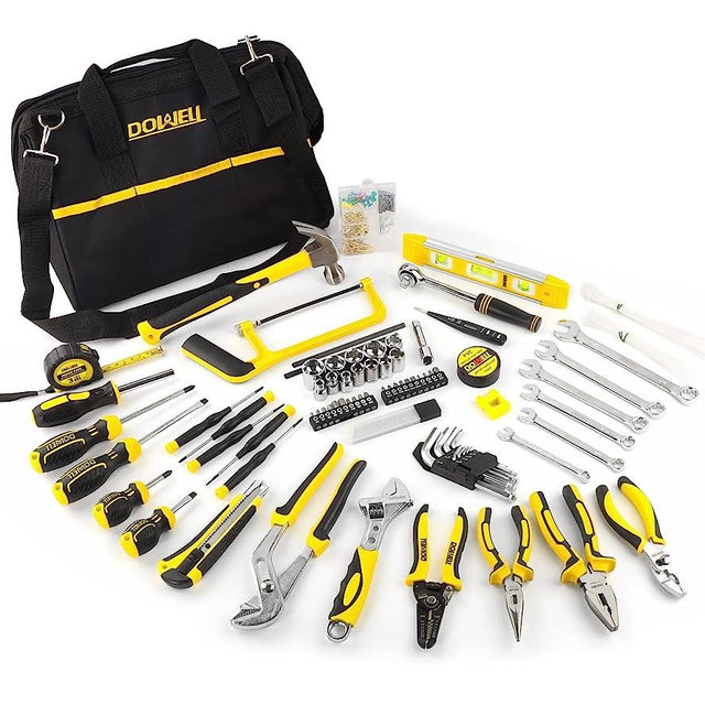 DOWELL 229PCS Tool Sets for Men, Household Hand Tool Kit, Home Repairing Tool Set for Maintenance with 14-Inch Storage Bag