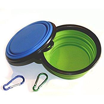 Comsun Collapsible Dog Bowl, Food Grade Silicone BPA Free FDA Approved, Foldable Expandable Cup Dish for Pet Cat Food Water Feeding Portable Travel Bowl Free Carabiner