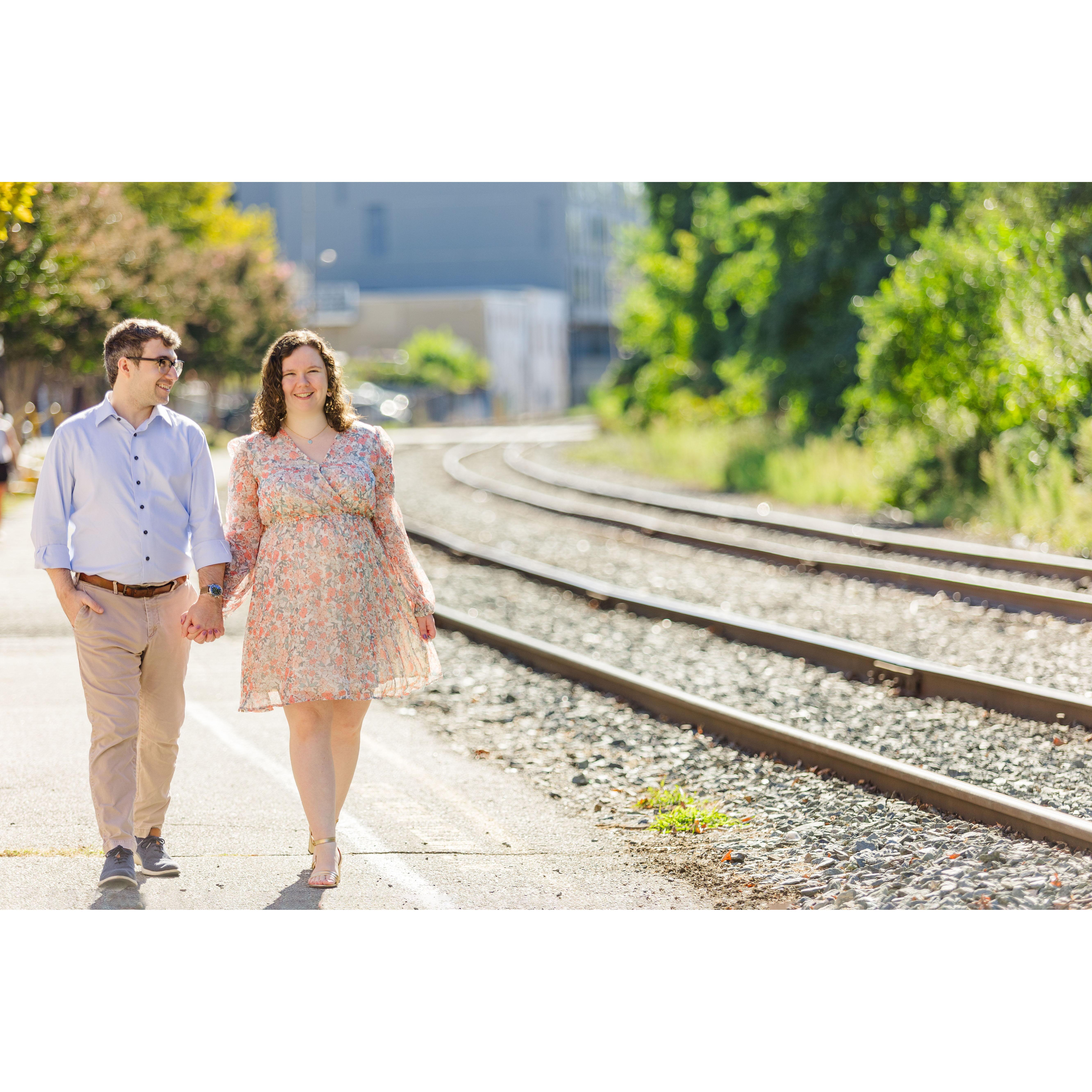 Engagement pictures at the Charlottesville Amtrak station!
