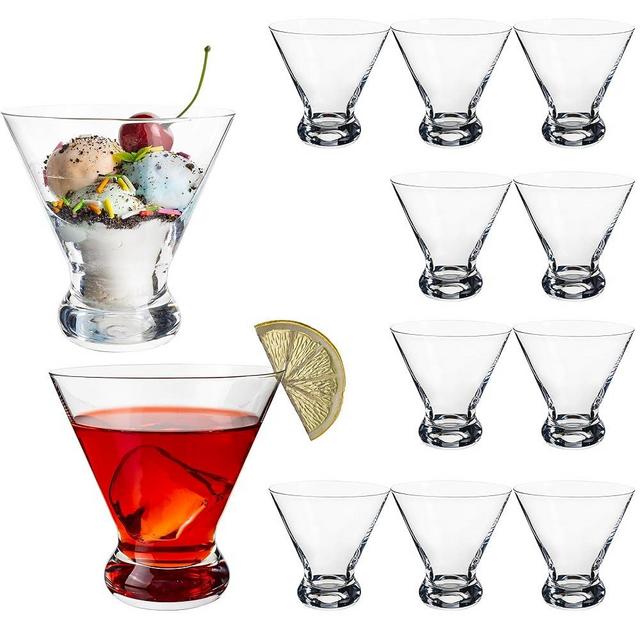 HAKEEMI Martini Glasses Set of 12, 8 oz Cocktail Glasses, Stemless Martini Glasses for Martini, Margarita, Manhattan, Desserts (12 pack)