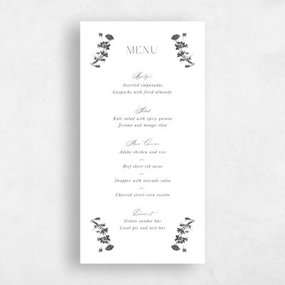 White Summer Wedding Menu - Dianora