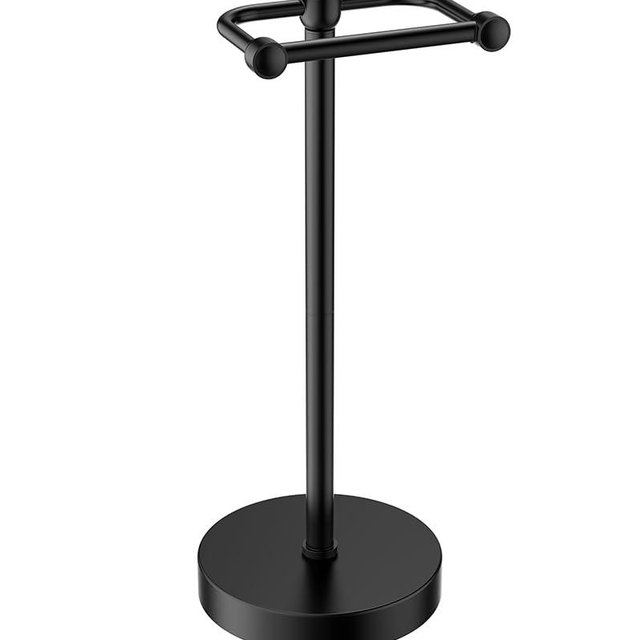 Toilet Paper Holder Stand, Free Standing Toilet Paper Roll Holder, Matte Black 304 Stainless Steel, 4.82 lbs Weighted Base, Bathroom Tissue Holder, 22.8" Height