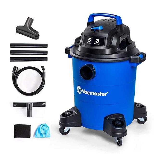 Vacmaster 3 Peak HP 5 Gallon Wet Dry Vacuum Cleaner Lightweight Powerful Suction Shop Vacs with Blower Function for Dog Hair,Garage,Car,Home & Workshop