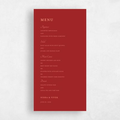 Dark Red Wedding Menu - Sambac