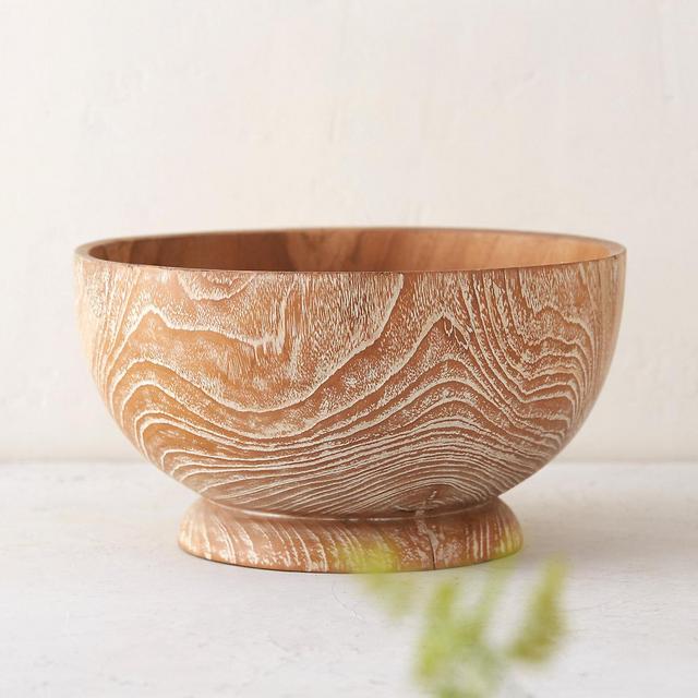 Whitewashed Teak Serving Bowl
