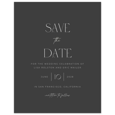 Black Simple Wedding Digital Save the Date - Papyrus Portrait