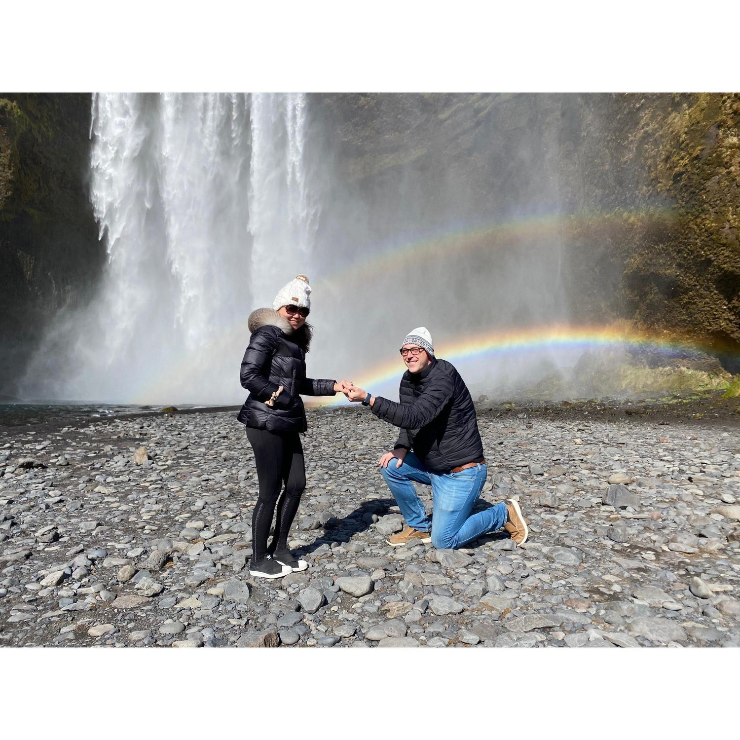 Erik couldn't resist proposing "again" under the double rainbow.