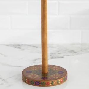 Wooden Paper Towel Holder - Folk Flower