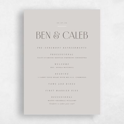 Grey Simple Wedding Program - Mendoza