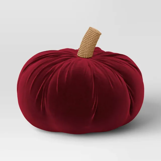 Shaped Velvet Pumpkin Throw Pillow Red - Threshold™: Halloween Decor, Modern & Traditional Style, Indoor Use