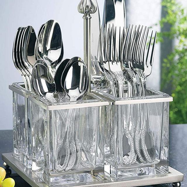 Godinger Metal and Glass Flatware Caddy