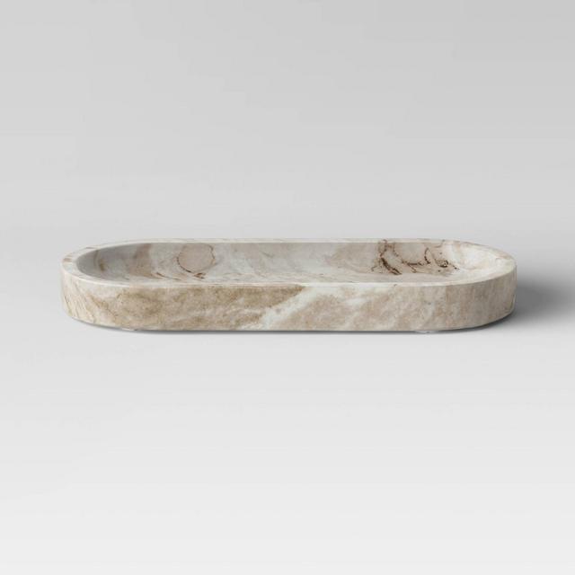 6" x 1.25" Toronto Oblong Marble Tray Natural - Project 62™