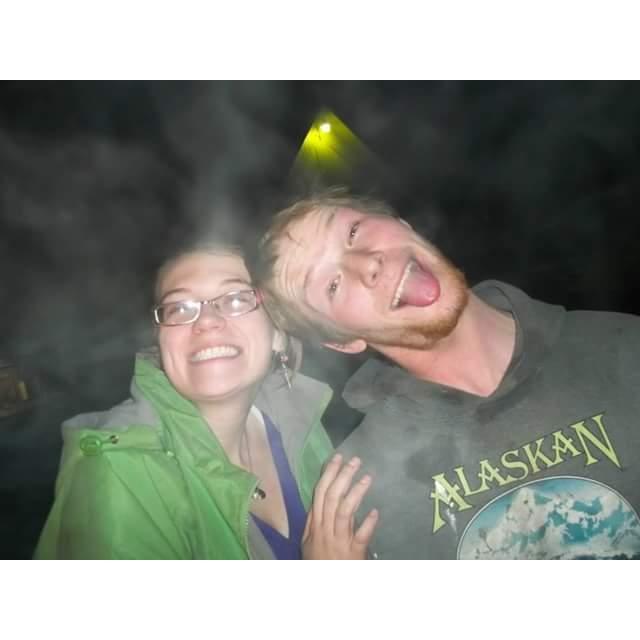 Goofy picture of us by the bonfire.
