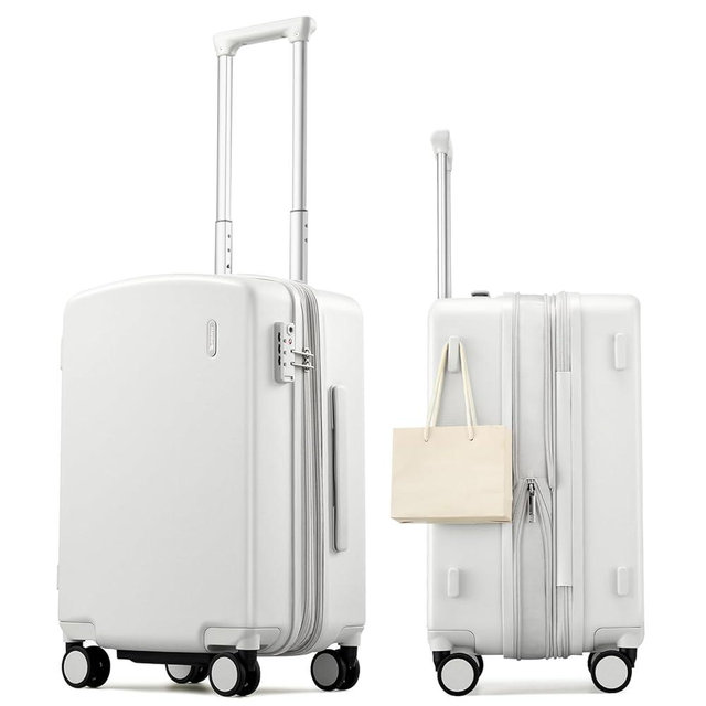 Hanke Expandable Carry On Luggage 22x14x9 Airline Approved, 20 Inch Hard Shell Suitcases with Wheels, Lightweight Travel Luggage Carry On Suitcase for Woman & Men with Tsa Lock(Smoke White)