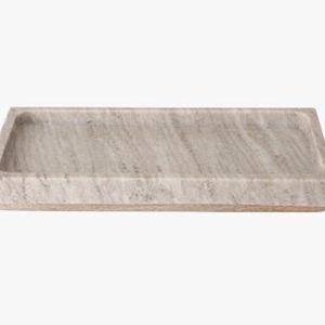 Aude Marble & Wood Tray, Beige