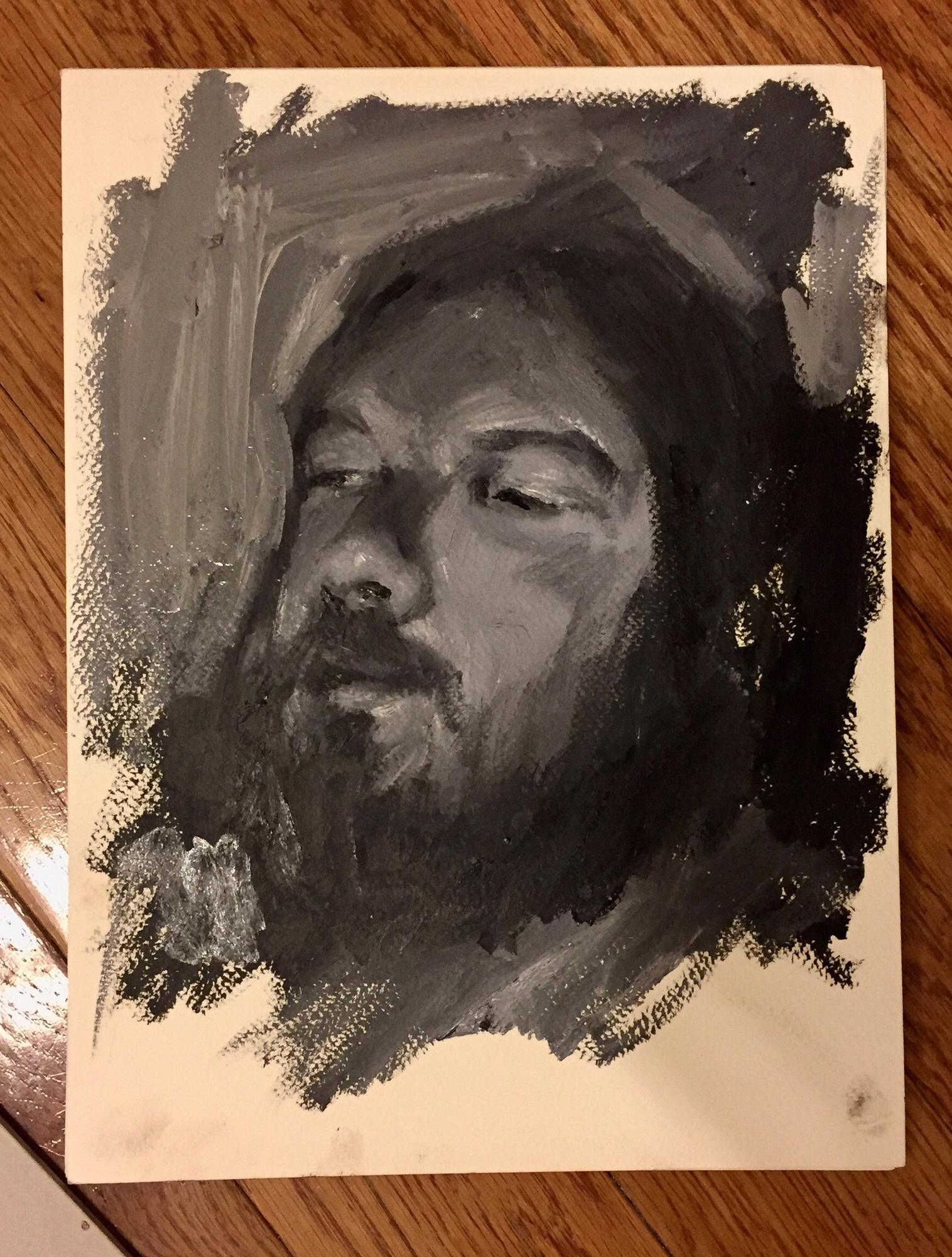 The first painting of Lucas by Jen, over FaceTime while he was in Mexico.