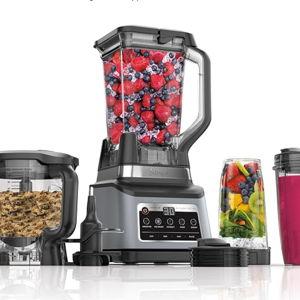 Ninja BN801 Professional Plus Kitchen System, 1400 WP, 5 Functions for Smoothies, Chopping, Dough & More with Auto IQ, 72-oz.* Blender Pitcher, 64-oz. Processor Bowl, (2) 24-oz. To-Go Cups, Grey