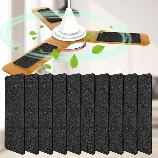 Demiwise Ceiling Fan Filters for Blades, 10Pcs Activated Coconut Shell Carbon Ceiling Fan Air Purifier Pads, Easily Sticks Unscented Air Filters for Common Household Contaminants