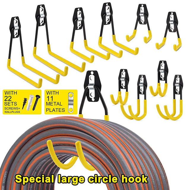 LANNIU Garage Hooks-Garage Storage Utility Hooks and Hangers,Heavy Duty Wall Mount Tool Holder for Organizing Power Tools,Ladders,Bikes,Ropes,Garden Hoses,Bulk Items