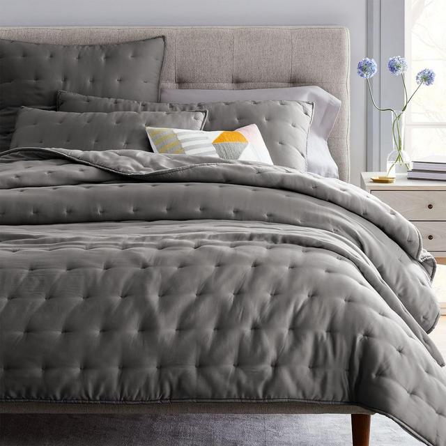 TENCEL™ Crescent Stitch Quilt, King, Slate