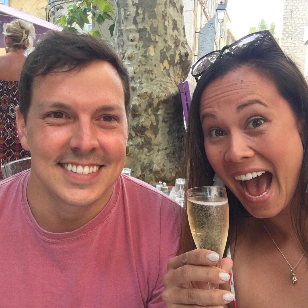 First glass of champagne on our trip to Six-Fours-les-Plages in France