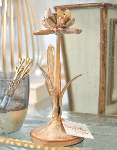 Creative Co-op ~ Small Metal Flower Taper Holder, White w/ Gold Finish., Price $24.95 in Tupelo, MS from Elizabeth Clair's
