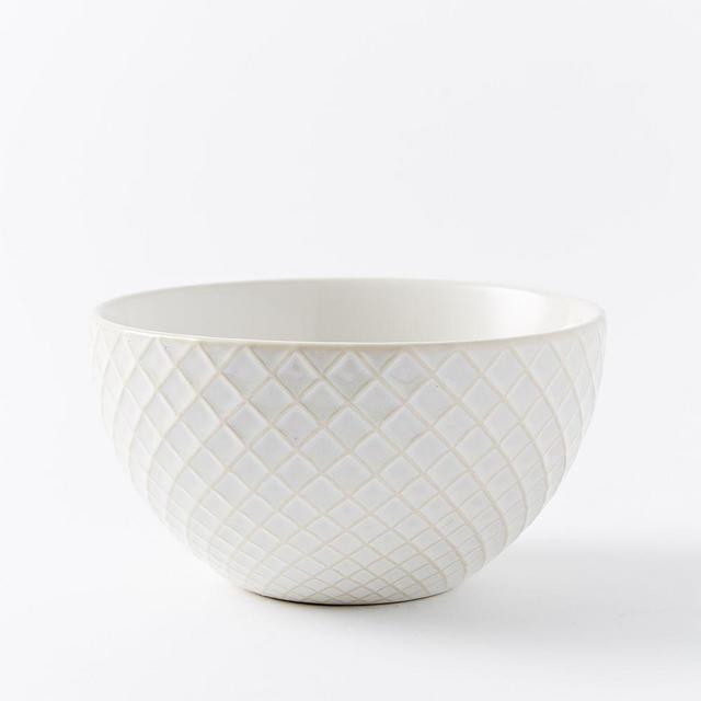 Textured Bowl, Individual, White Grid