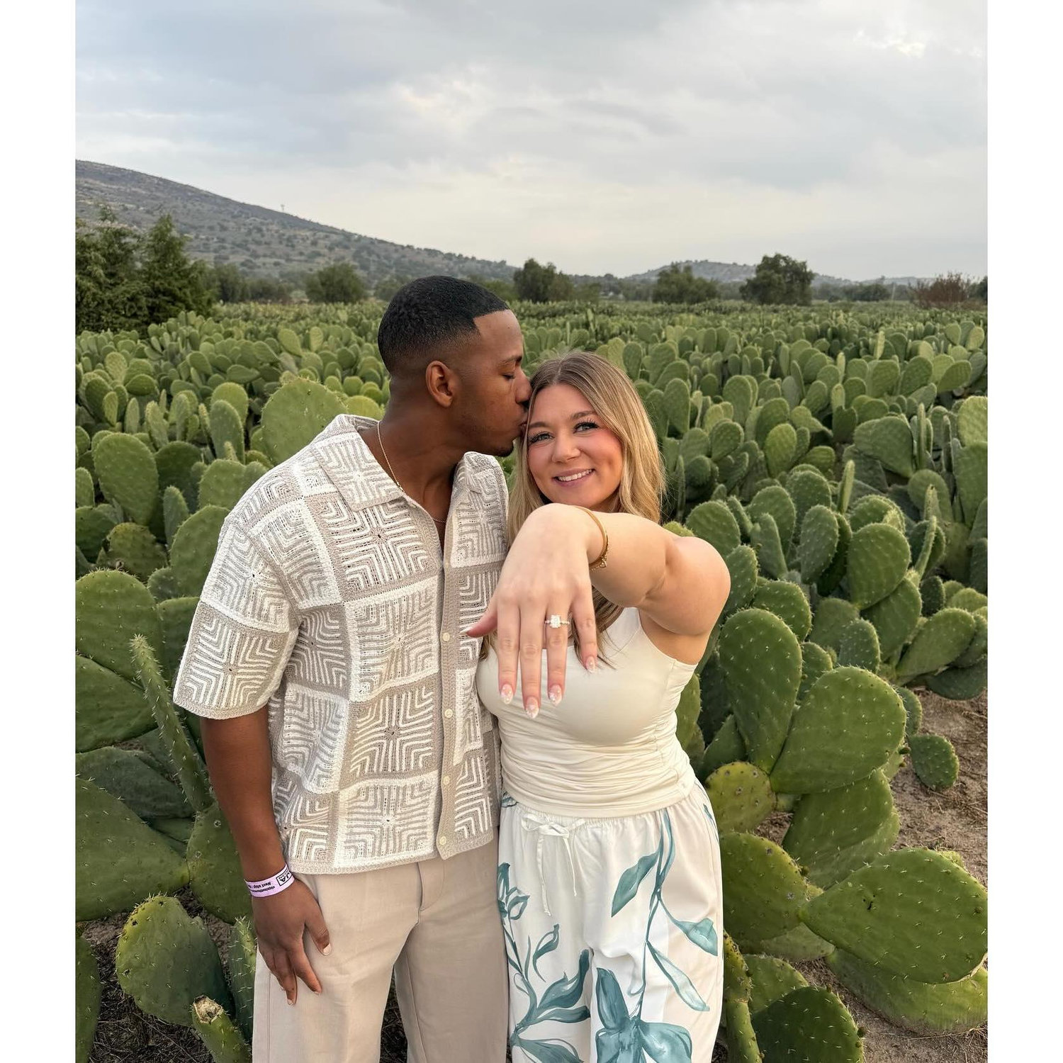We got engaged before a hot air balloon ride in Mexico City - even with an accidental landing in a cactus field, the day was perfect.