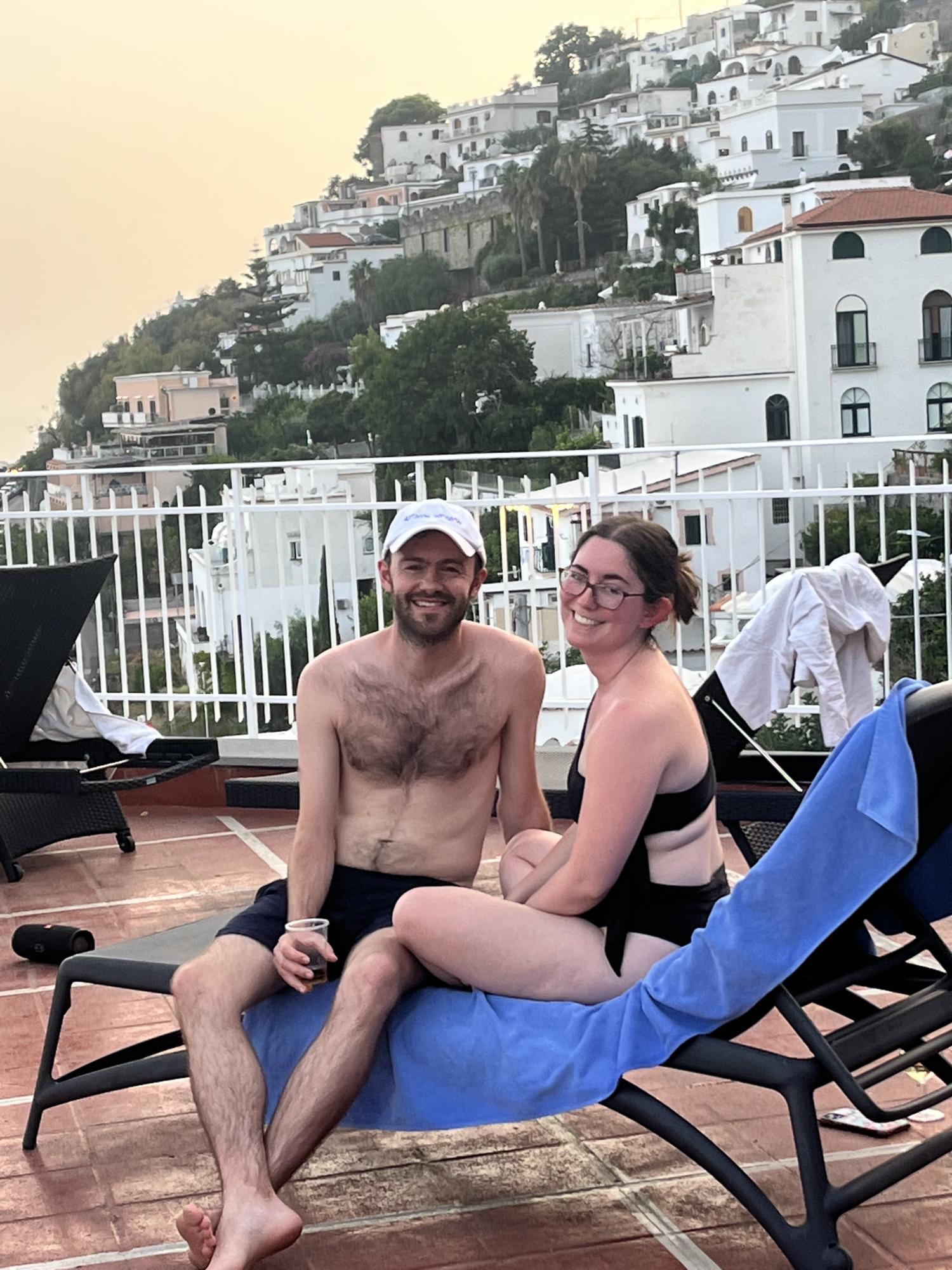 Hanging on the villa rooftop by the pool and enjoying being engaged! Praiano, Italy August 17, 2022
