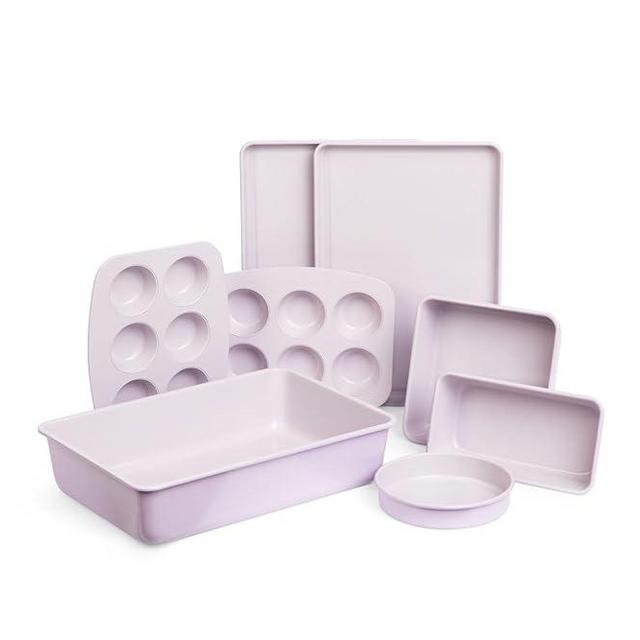 Larder & Vine Bakeware Set - PFAS/PFOS/PTFE Free, Heavy Duty Aluminized Steel with Ceramic Finish, Includes Sheet Pans, Loaf Pan, Muffin Tins, Round Pan, Square Pan, Roasting Pan (Lavender)