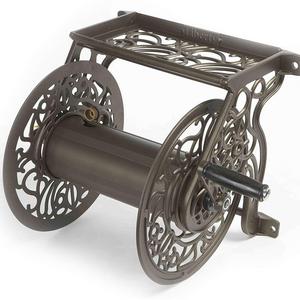 Liberty Garden Products 704 Decorative Cast Aluminum Wall Mount Garden Hose Reel, Holds 125-Feet of 5/8-Inch Hose - Bronze